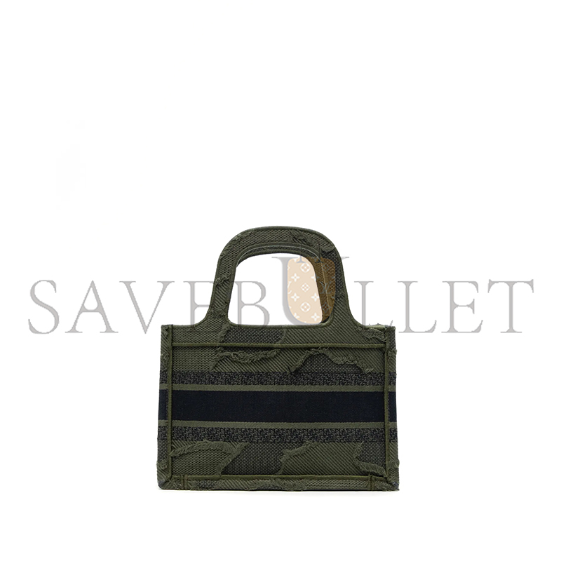 D*or canvas embroidered camouflage mini book tote green (23*15*5.7cm)